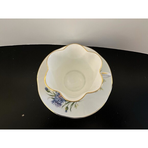 Vintage Crown Mark Fine Bone China Tea Cup & Saucer Blue Floral Made In England - Picture 7 of 10